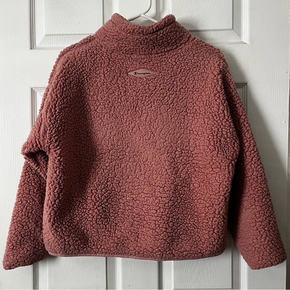 Champion Sherpa Half-Zip Jacket in Dusty Rose - Picture 4 of 6